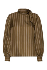 Stripe-print silk blouse - KAKI — packshot