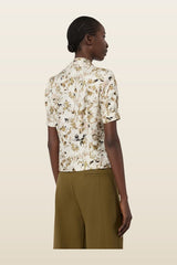 Printed silk twill shirt — model back
