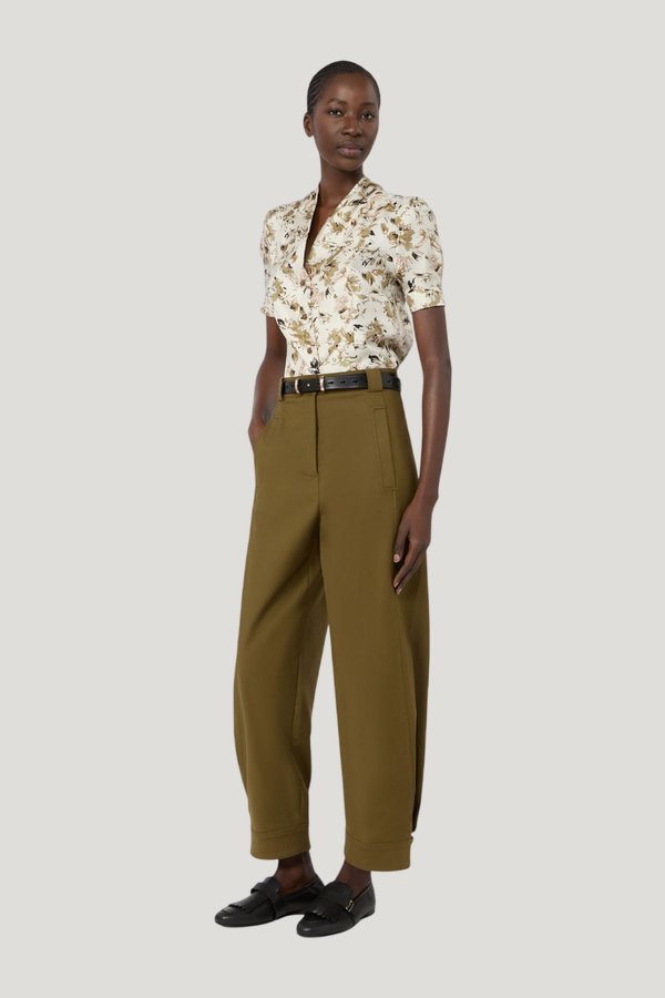 Printed silk twill shirt — model front
