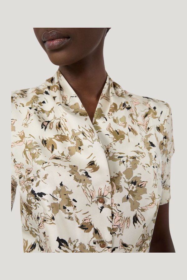 Printed silk twill shirt — model side