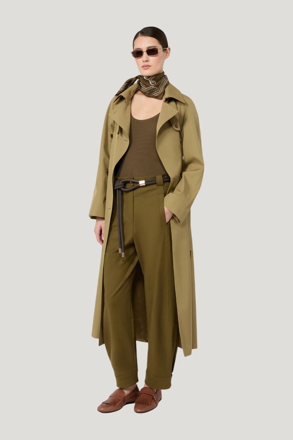 Stretch cotton canvas trousers - KAKI — model front