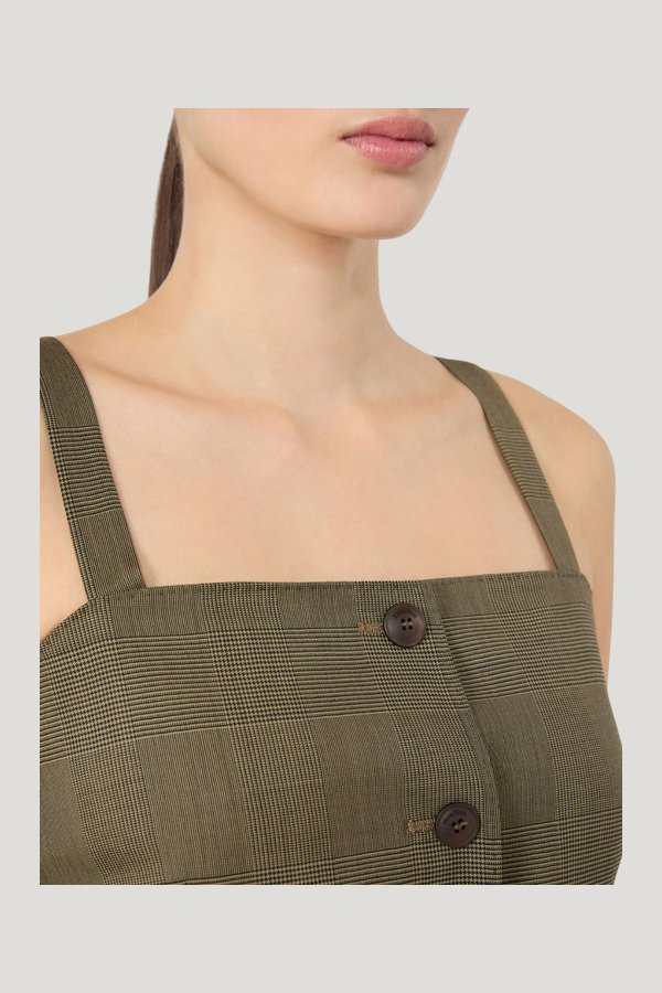 Glen plaid wool gilet - KAKI — model side