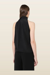 Sleeveless crepe de chine top — model back