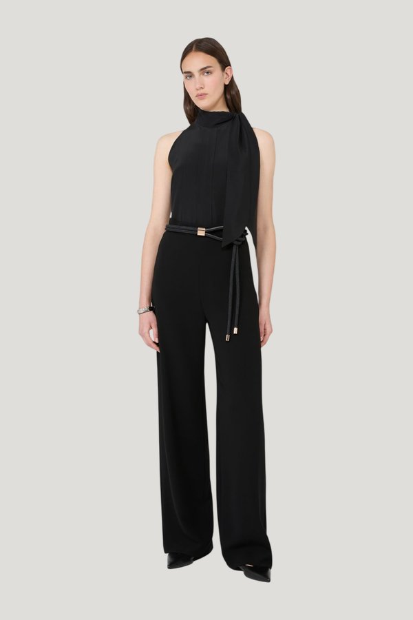 Sleeveless crepe de chine top — model front
