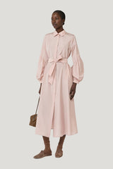 Taffeta shirt dress — model front