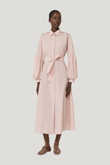 Taffeta shirt dress — model side