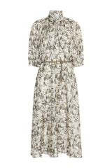 Printed silk dress - STONE — packshot