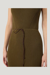 Rib-knit cotton and viscose yarn dress - MUD — model side