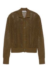 Cotton cordonnet cardigan - KAKI — packshot