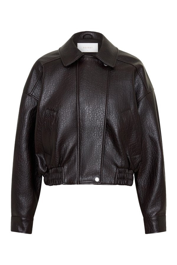 Paige Faux Leather Cropped Jacket - Cherry — packshot