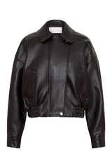 Paige Faux Leather Cropped Jacket - Cherry — packshot