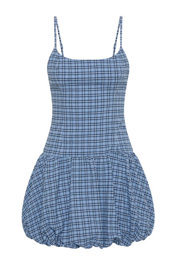 Pelea Mini Dress Vintage Blue Check — packshot
