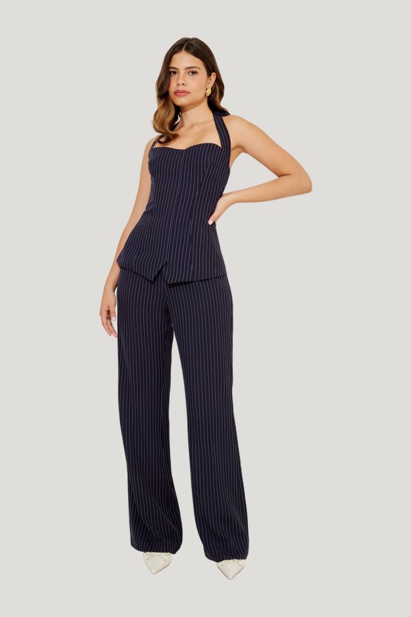 Pinstripe Trousers — model front
