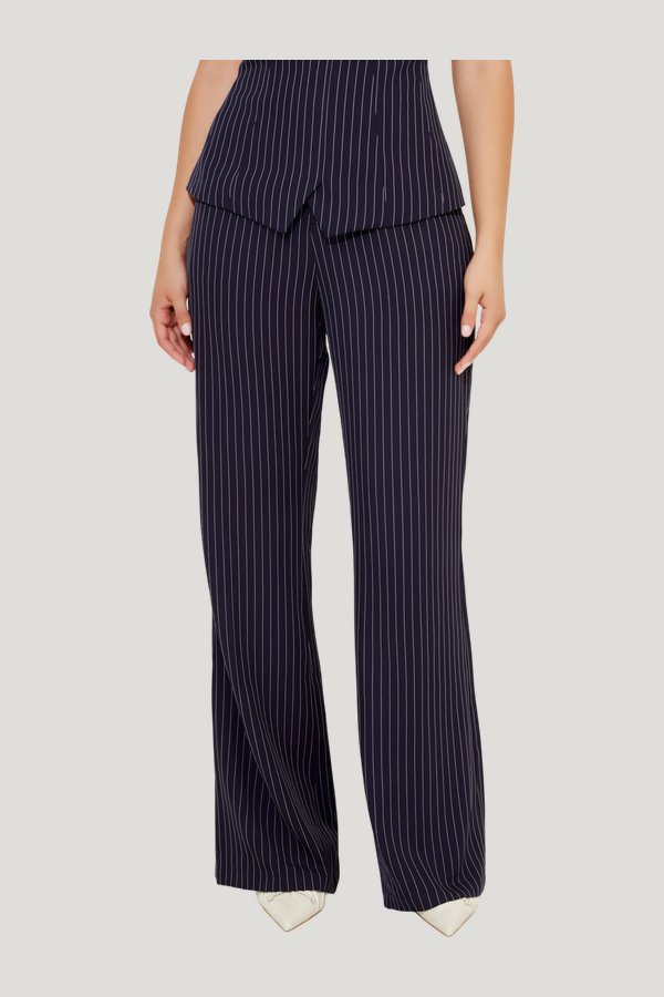 Pinstripe Trousers — model side