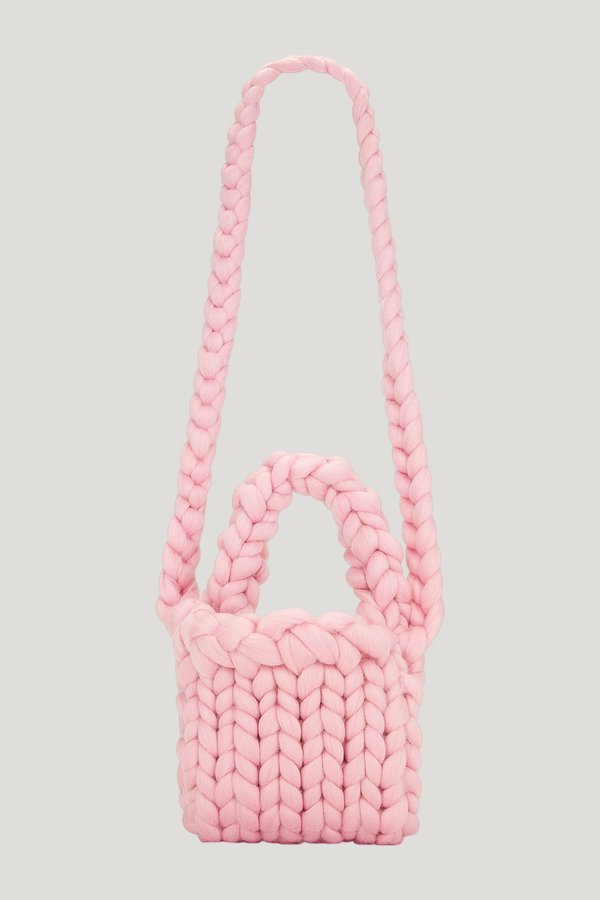 Pink Colossal Knit Crossbody Bag — model front