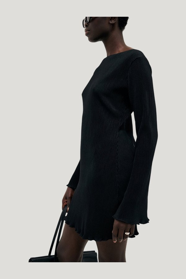 Pleated Mini Dress — model side