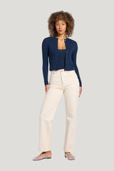 Pointelle Cardigan — model front