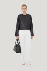 RAHO Plongé leather jacket — model front