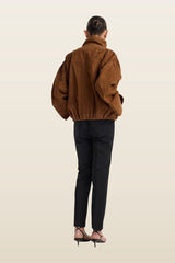 Reinvented suede jacket | cognac — model back
