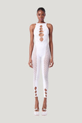 Rhinestoned Janice Jumpsuit Optic — model front