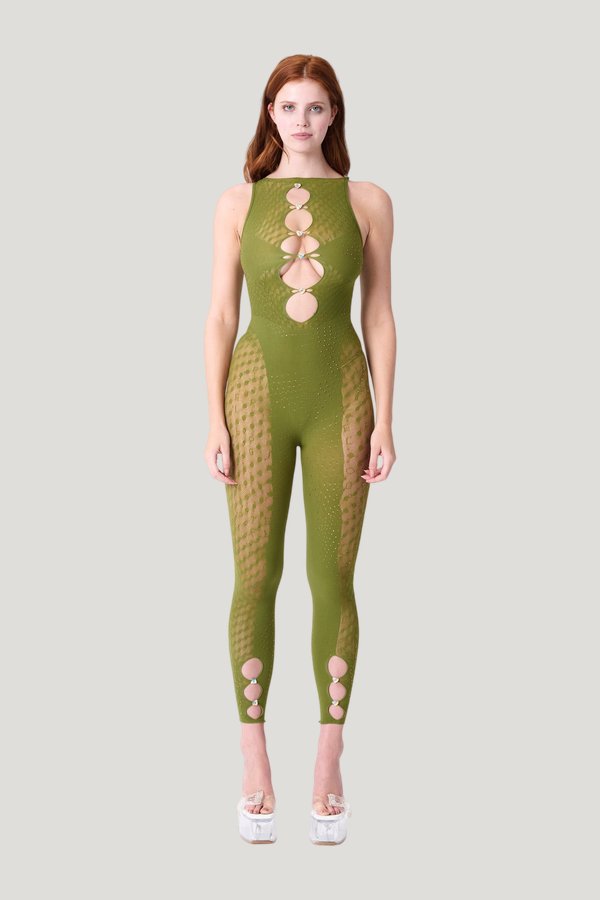 Rhinestoned Janice Jumpsuit — model front