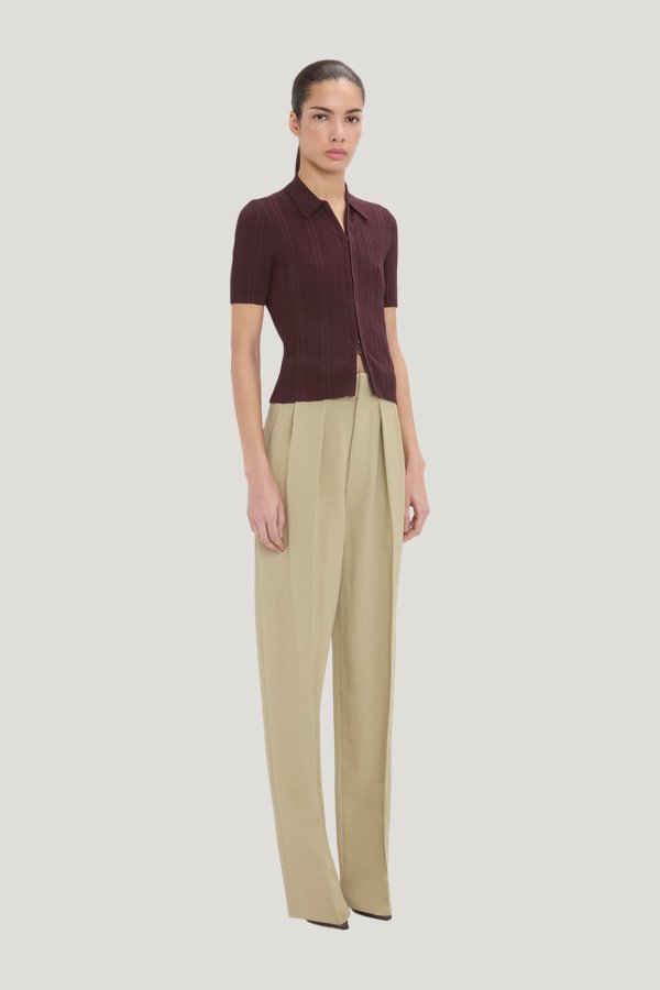 Ribbed Polo Top — model front