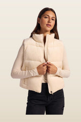 Ribbed Velour Puffer Vest — model back