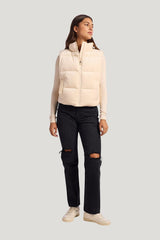 Ribbed Velour Puffer Vest — model front