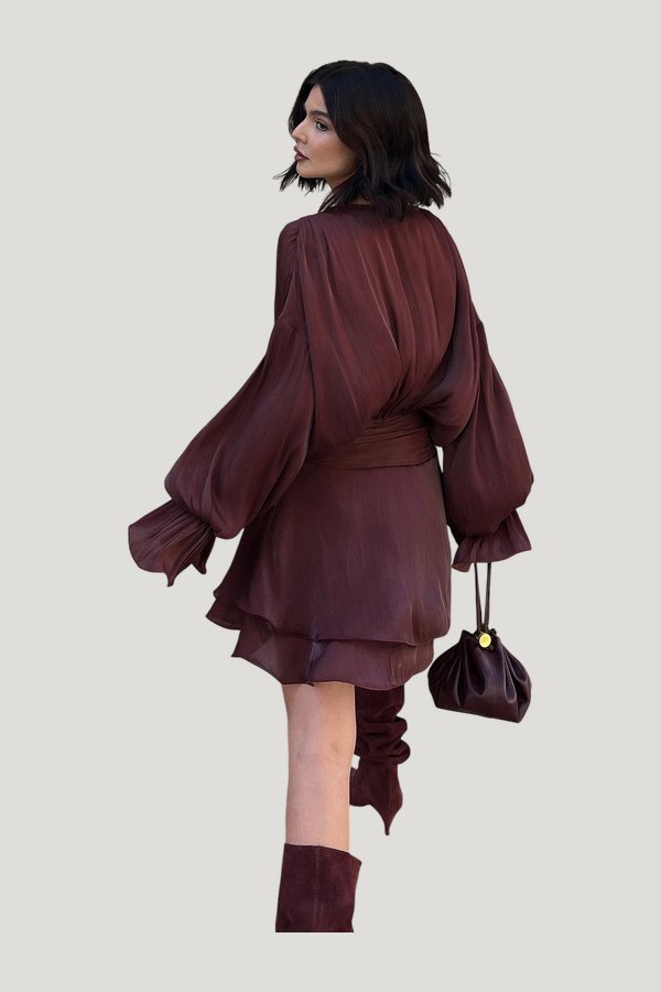 Ruched Waist Ruffle Mini Dress — extra