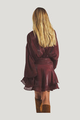 Ruched Waist Ruffle Mini Dress — model front