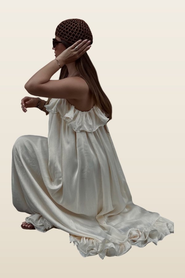 Ruffle Volume Maxi Dress — model back