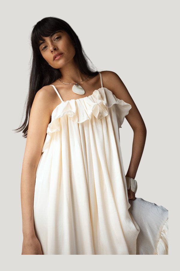 Ruffle Volume Maxi Dress — model front