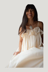 Ruffle Volume Maxi Dress — model side