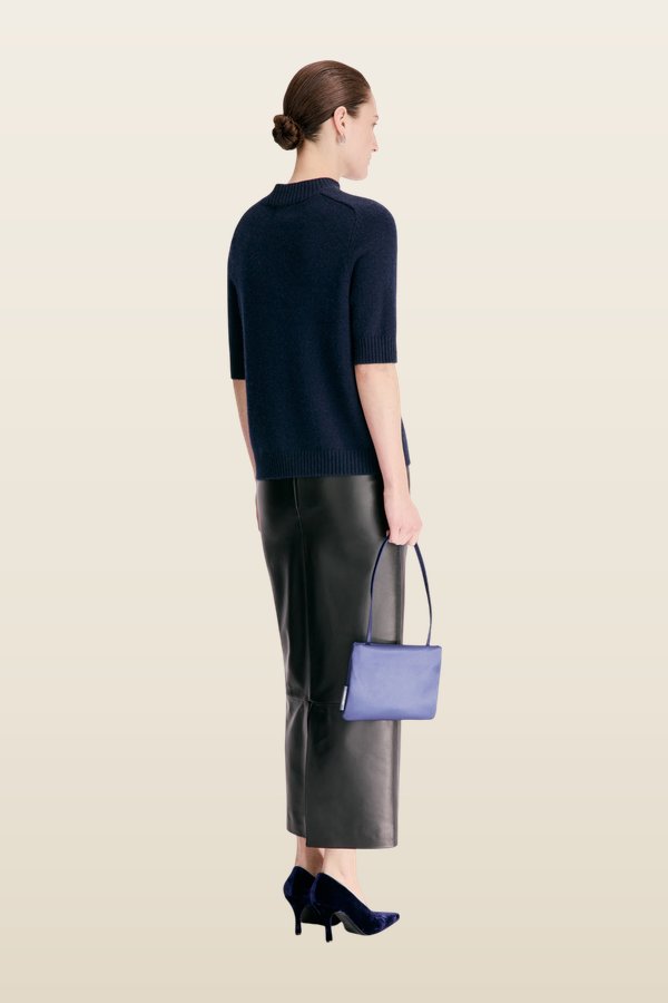 RUTH Stand collar cashmere top — model back