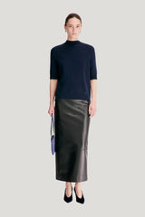 RUTH Stand collar cashmere top — model front