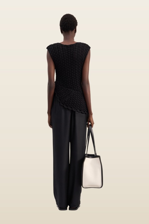 SAEZ Ruffled crochet top — model back