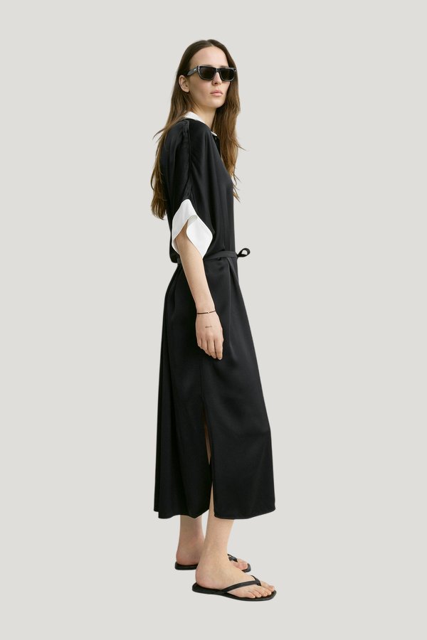 Satin shirtdress — model side