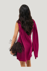 Scarf Detail Satin Mini Dress — model side