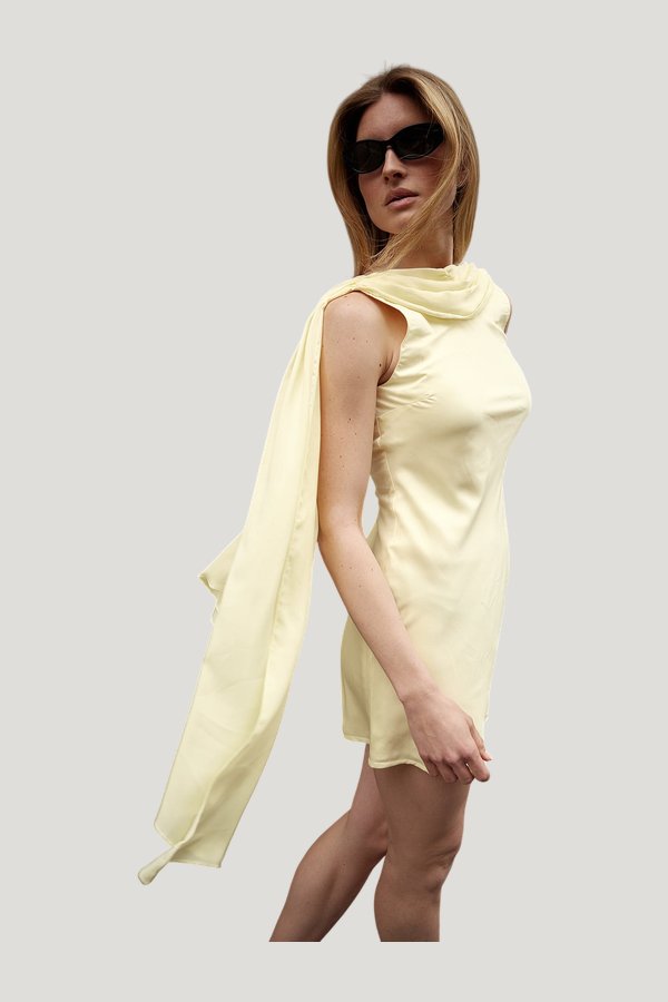 Scarf Detail Satin Mini Dress — extra