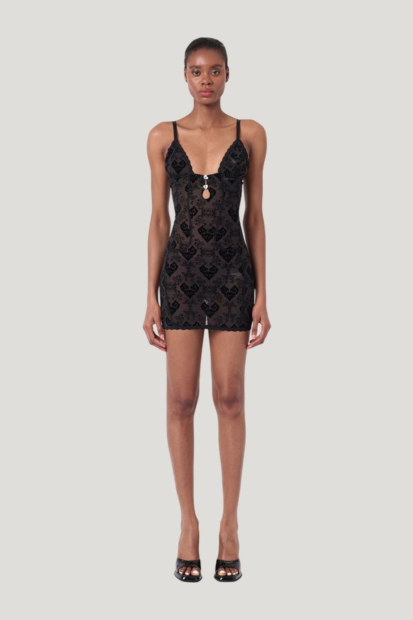 Scarlett Dress Flocked Mesh — model front