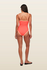 Scoop Neck One Piece | Papaya — model back