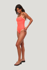 Scoop Neck One Piece | Papaya — model side