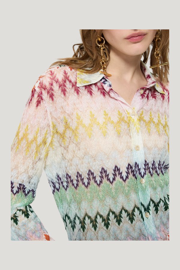 Shirt in viscose blend with lace motif — extra