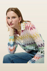 Shirt in viscose blend with lace motif — model back