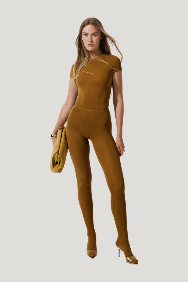 Skin bodysuit in Mustard — model front