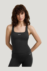 SkinLuxe Cross Back Vest - Shadow — model side