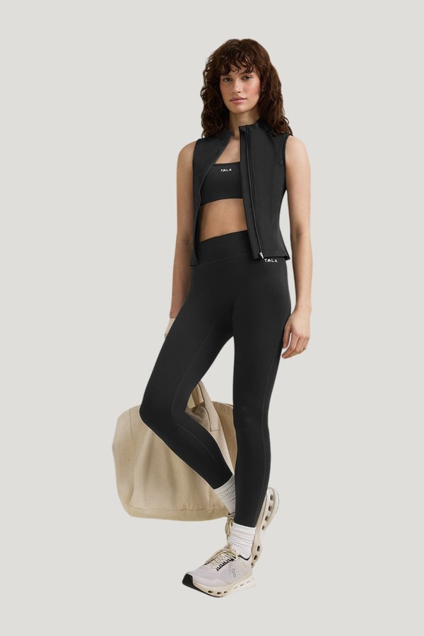 SkinLuxe Sleeveless Zip Through Running Top - Shadow — model front