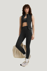 SkinLuxe Sleeveless Zip Through Running Top - Shadow — model front