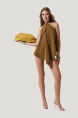 Slip top in Earth Suede — model front