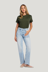 Soft Cotton Everyday T-Shirt Bodysuit | Darkest — model front